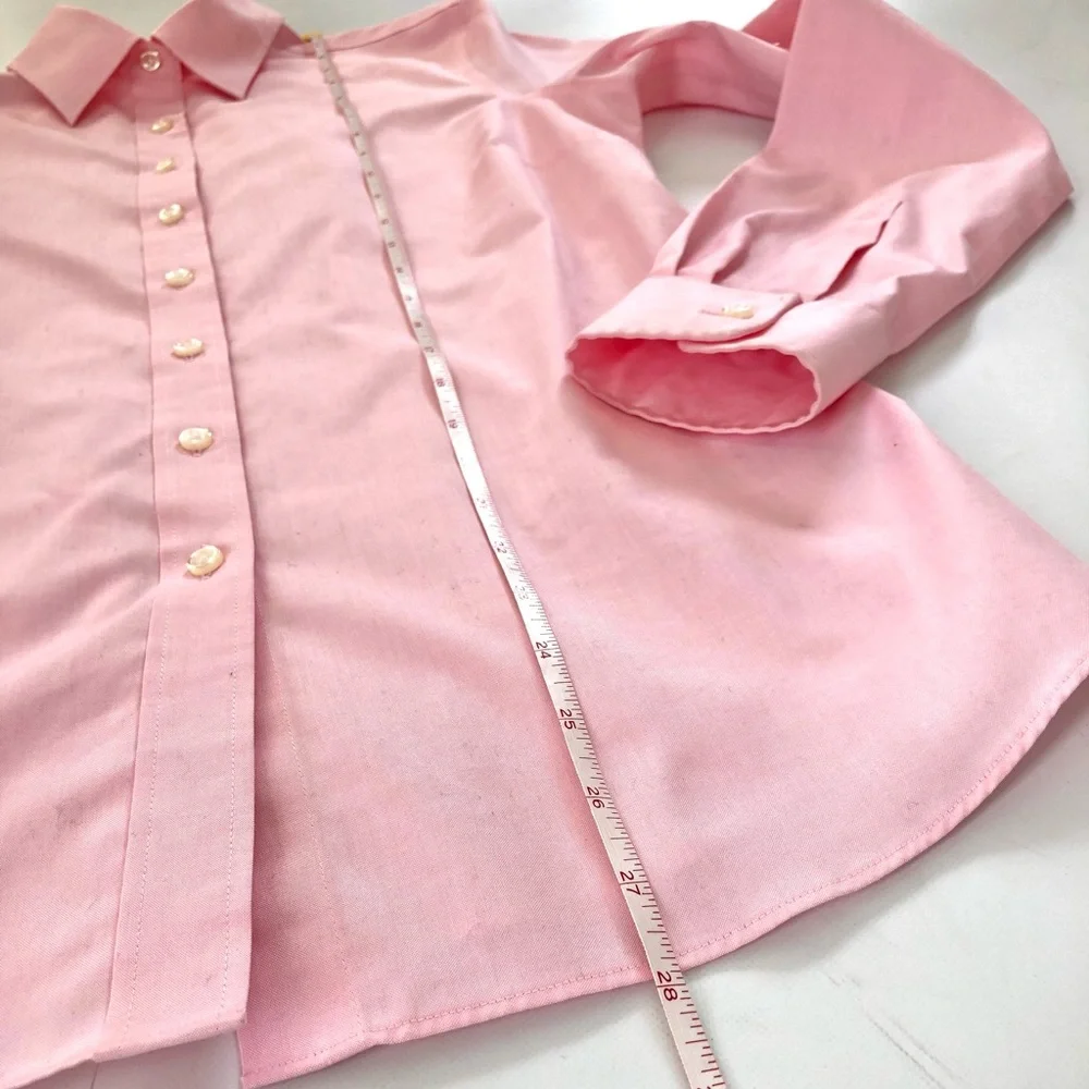 Lands’ End No Iron Pinpoint Oxford Classic Pink Button Up Size 8T - Picture 5 of 10